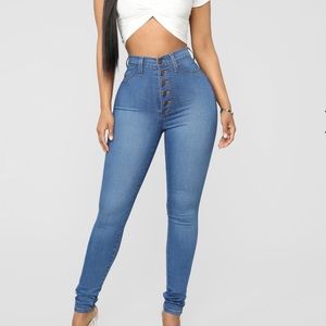 Classic Button Up Skinny Jeans Blue